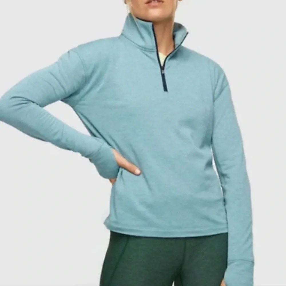 Men or Women Unisex Outdoor‎ Voices Pullover Baby Blue Zip with Pockets Soft Med